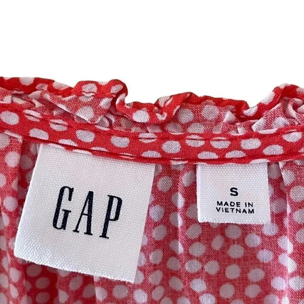 Gap Womens Sleeveless Top Red Coral Polka Dot Blouse SZ S #1389 - Picture 6 of 12